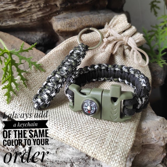 Paracord Survival Bracelet for Men Military Paracord Bracelet Rope Bracelet  Boyfriend Bracelet Climbing Bracelet 