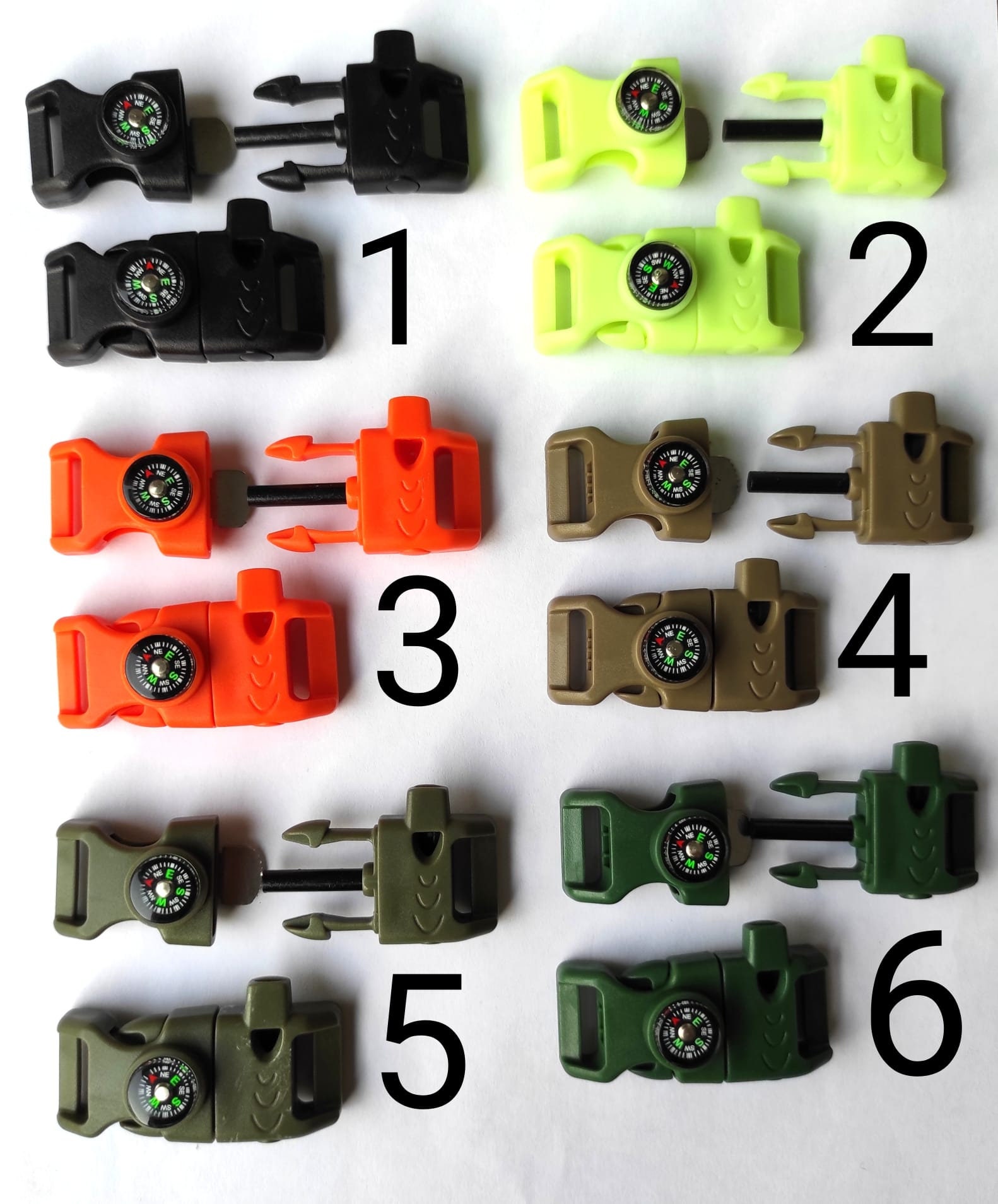 2/4/8pcs High Quality 550 Paracords Outdoor Curved Emergency Tool Side  Release Buckle Survival Whistle Buckles Paracord Accessories Bracelet Strap  8PCS STYLE 2 