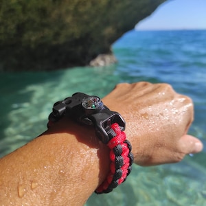 Armband für Überlebende, Schnalle mit Pfeife und Hexe, Feuerstein, Geschenk für Teenager, Geschenk für jungen Athleten, Berg