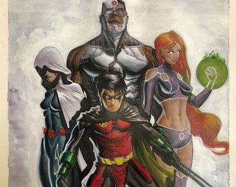 Origineel schilderij van Teen Titans
