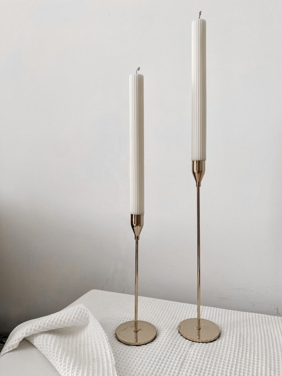 Luxury Ribbed Pillar Candles Set of Two Mooi Candle Co. Etsy