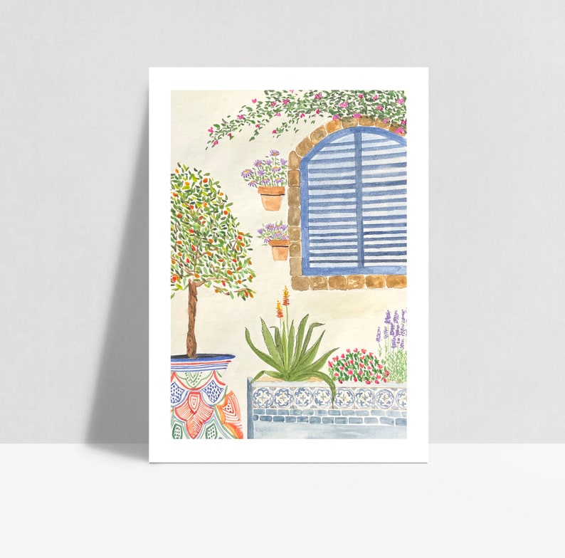 Spanish House in Watercolour Digital Download Spain Painting Botanical
