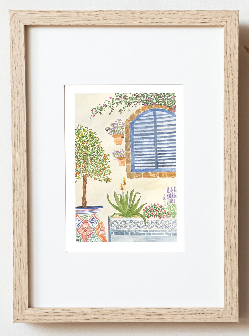 Spanish House in Watercolour Digital Download Spain Painting Botanical