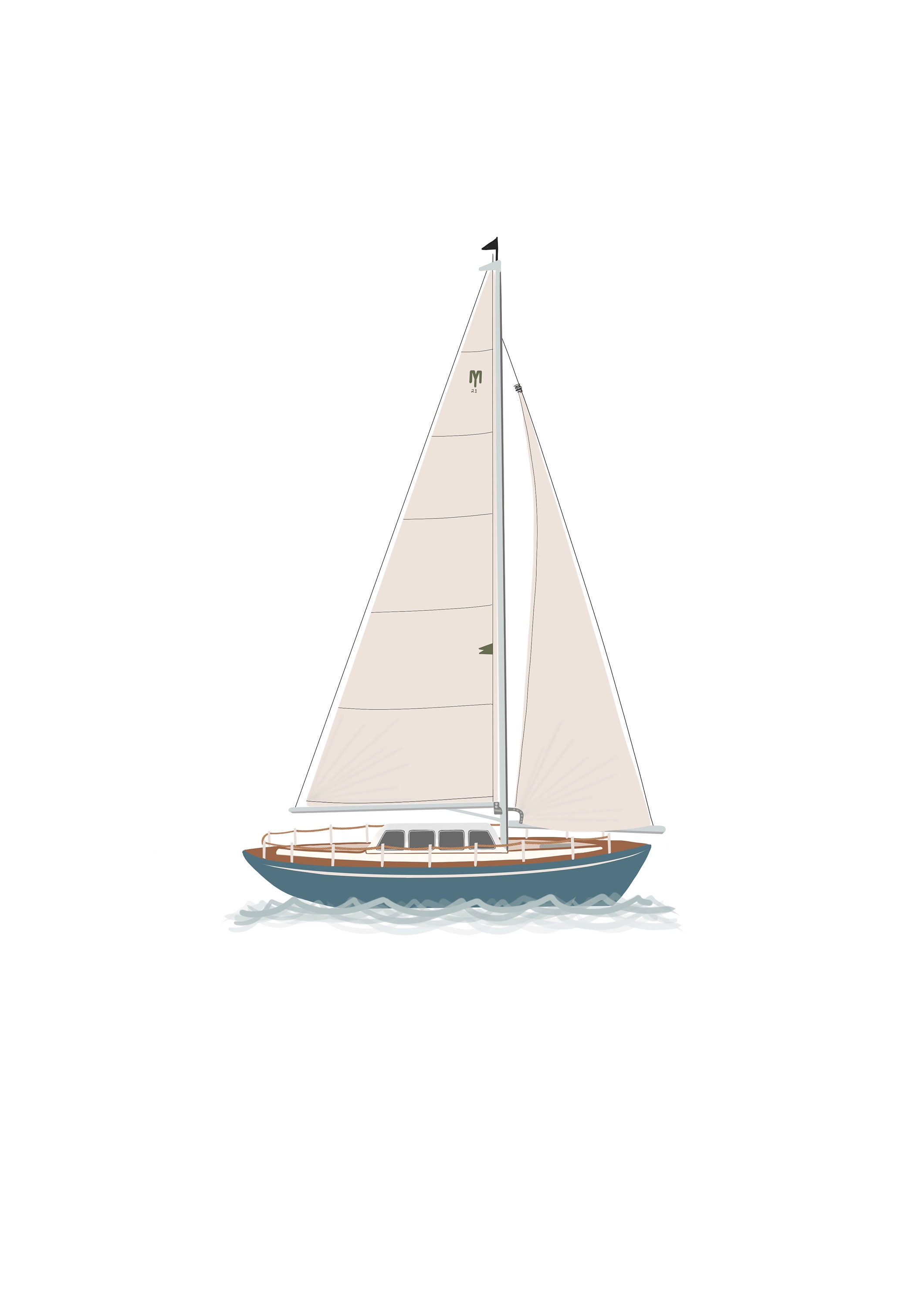 Printable Sail Boats - Set of Two Illustrations | Nautical Decor Prints | Nursery Decor ...