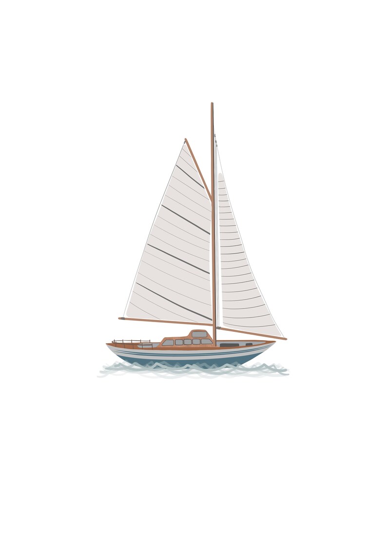 Printable Sail Boats - Set of Two Illustrations | Nautical Decor Prints ...