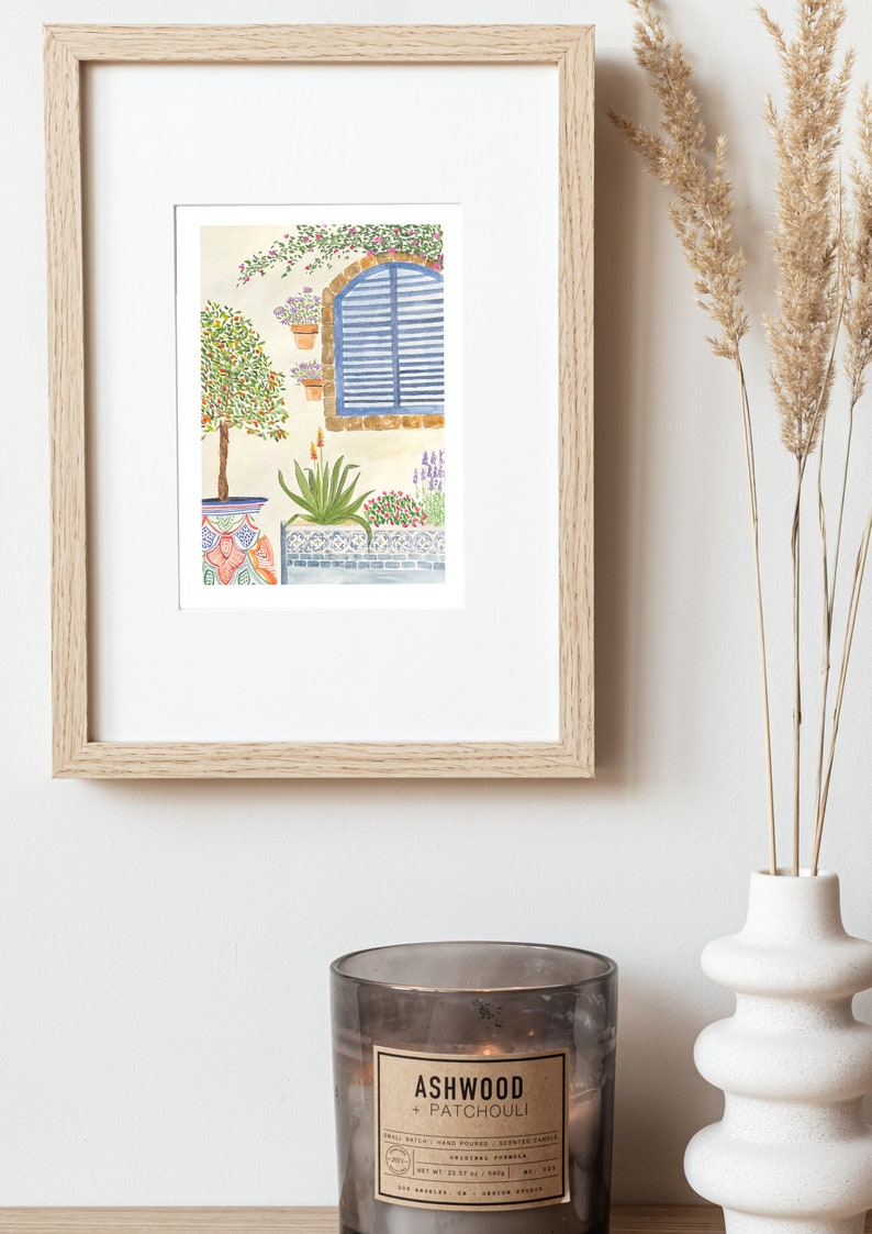 Spanish House in Watercolour Digital Download Spain Painting Botanical