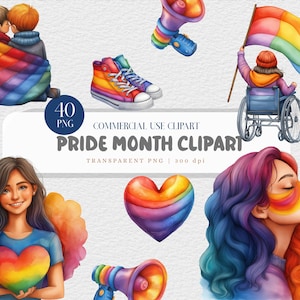 LGBTQIA Pride Clipart Gay Paar Aquarell Clipart Pride Month PNG Regenbogen Clipart Digital Download Gay Pride Art LGBT Clipart Set
