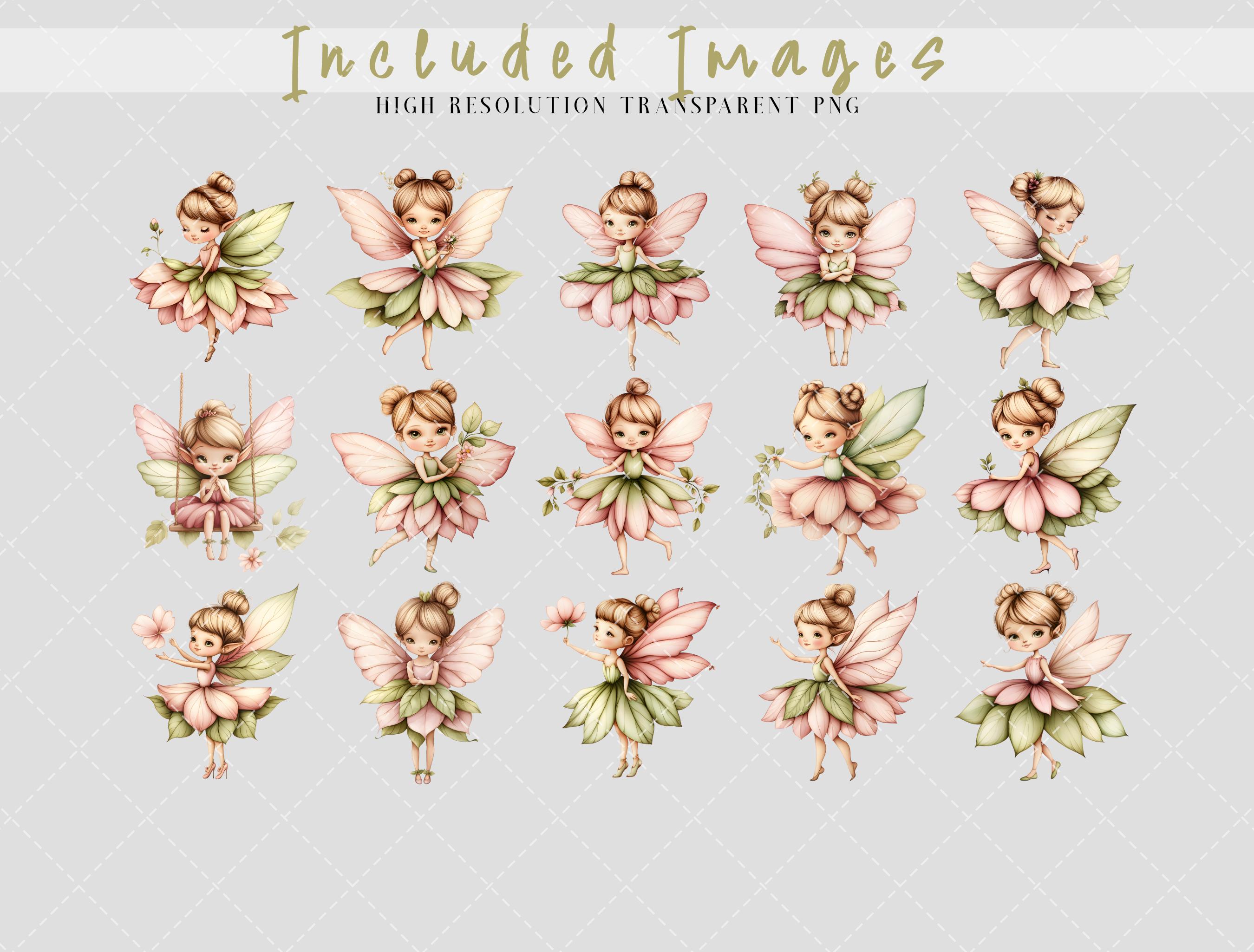 Watercolor Flower Fairy Clipart Bundle: Garden Fantasy PNG (digital ...