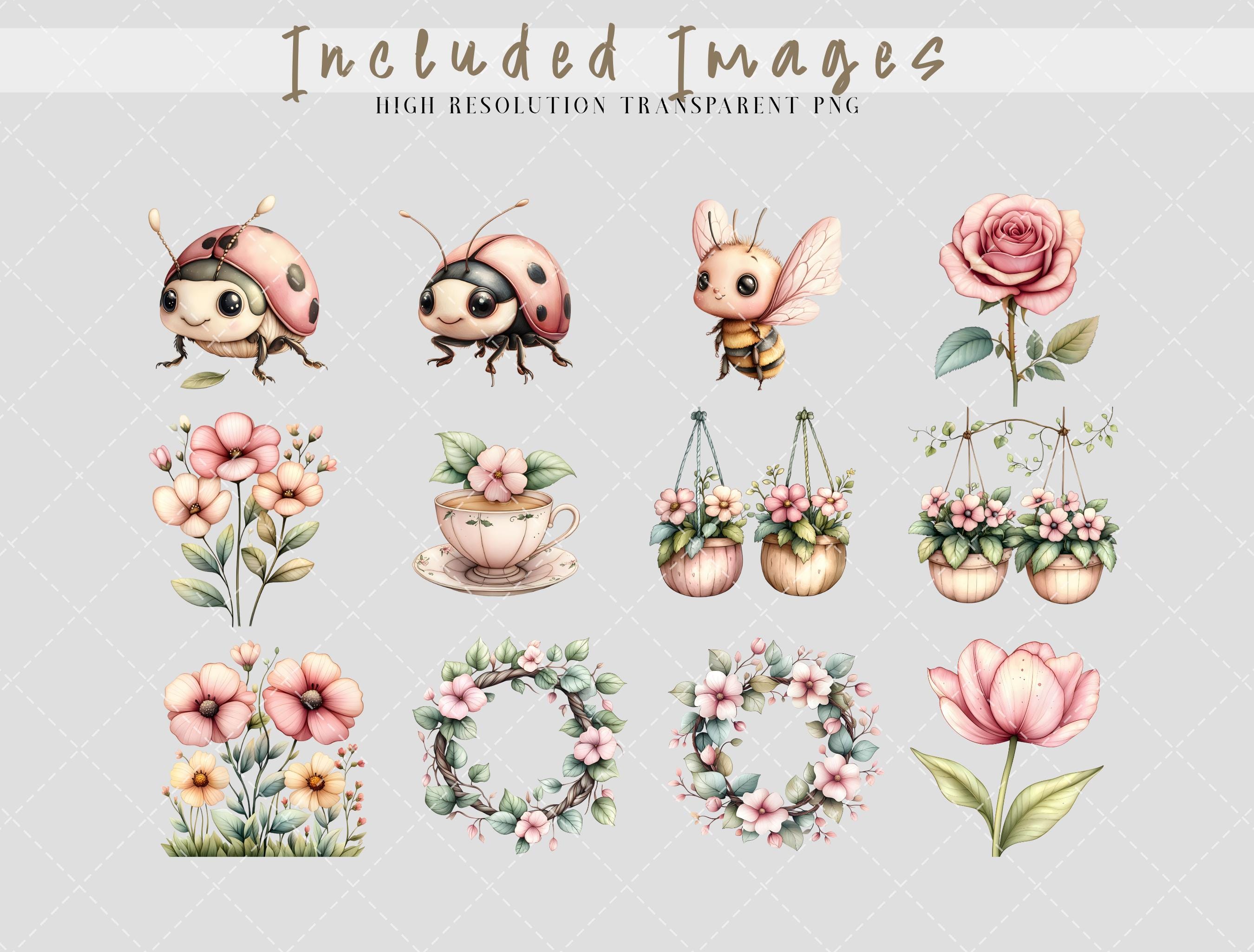 Watercolor Flower Fairy Clipart Bundle: Garden Fantasy PNG (digital ...