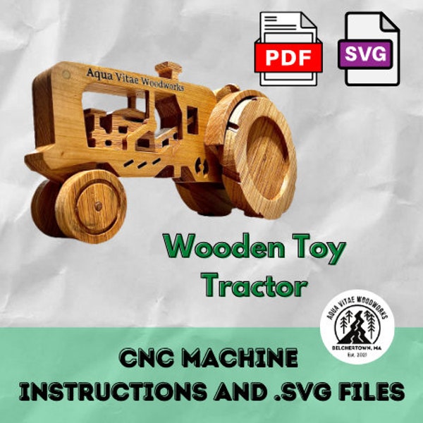 CNC Toy Tractor SVG File / Toy Tractor SVG / Wooden Tractor Toy File / cnc file / Shapeoko File / Aqua Vitae Woodworks