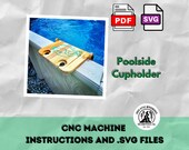 Pool Side Cup Holder CNC Plans / SVG File Pool Mounted Cup Holder / Above Ground Pool Railing Table Woodworking Plans