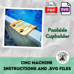 Porte-gobelet côté piscine Plans CNC / Fichier SVG Porte-gobelet monté sur piscine / Table de garde-corps de piscine hors sol Plans de menuiserie