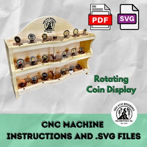 Wall Mounted Rotating Challenge Coin Display / Rotating Challenge Coin Display CNC Build Plans / Challenge Coin Display SVG Files