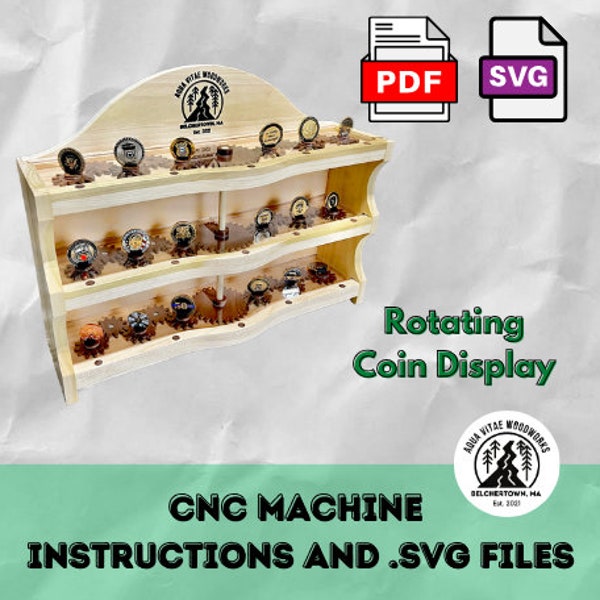 Wall Mounted Rotating Challenge Coin Display / Rotating Challenge Coin Display CNC Build Plans / Challenge Coin Display SVG Files