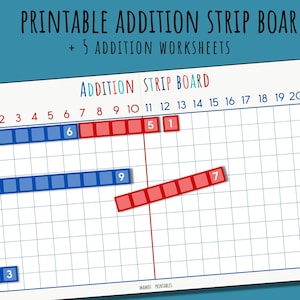 Printable homeschool math activity for kids, addition board, Montessori math tools, + addition worksheets, kindergarten math printables