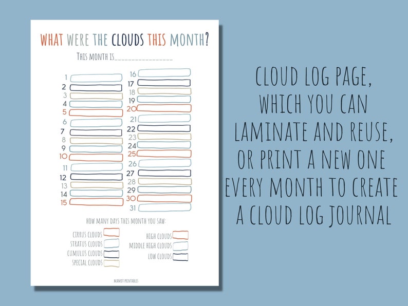 Printable Cloud Study for Homeschooling Curriculum, Weather Station ...