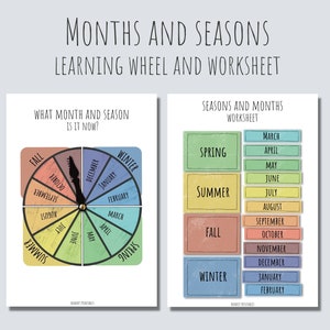 Months of the year preschool activity, for a toddler learning . Digital download classroom decor, seasons wheel, circle time