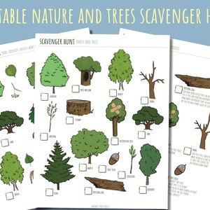 Printable nature scavenger hunt Outdoor play Homeschool nature Montessori material Charlotte Mason nature activity Educational treasure hunt