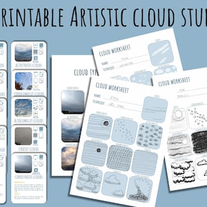 Tarjetas didácticas para el estudio de las nubes, plan de lección de arte para estudios de la naturaleza, tarjetas Montessori, actividad artística para la educación en el hogar, aprendizaje de las nubes