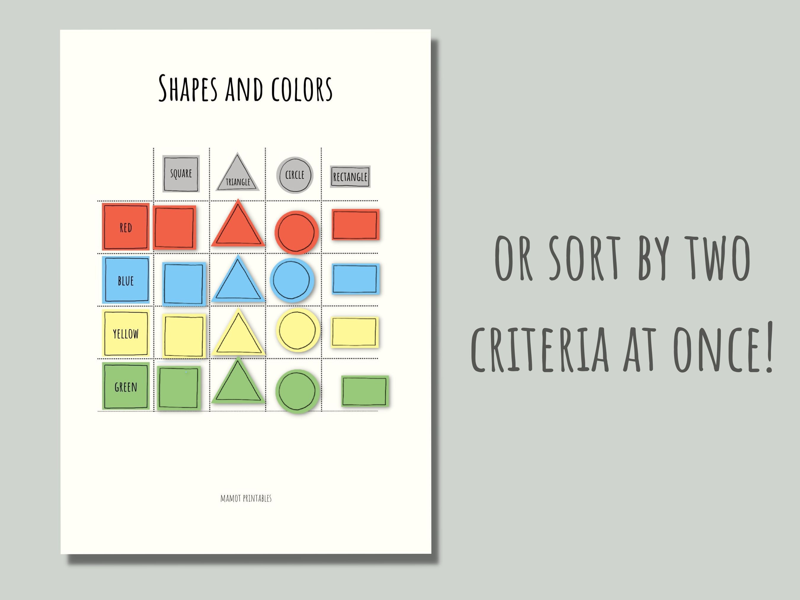Color Sorting and Shape Sorting Printable Toddler Activity, Montessori ...