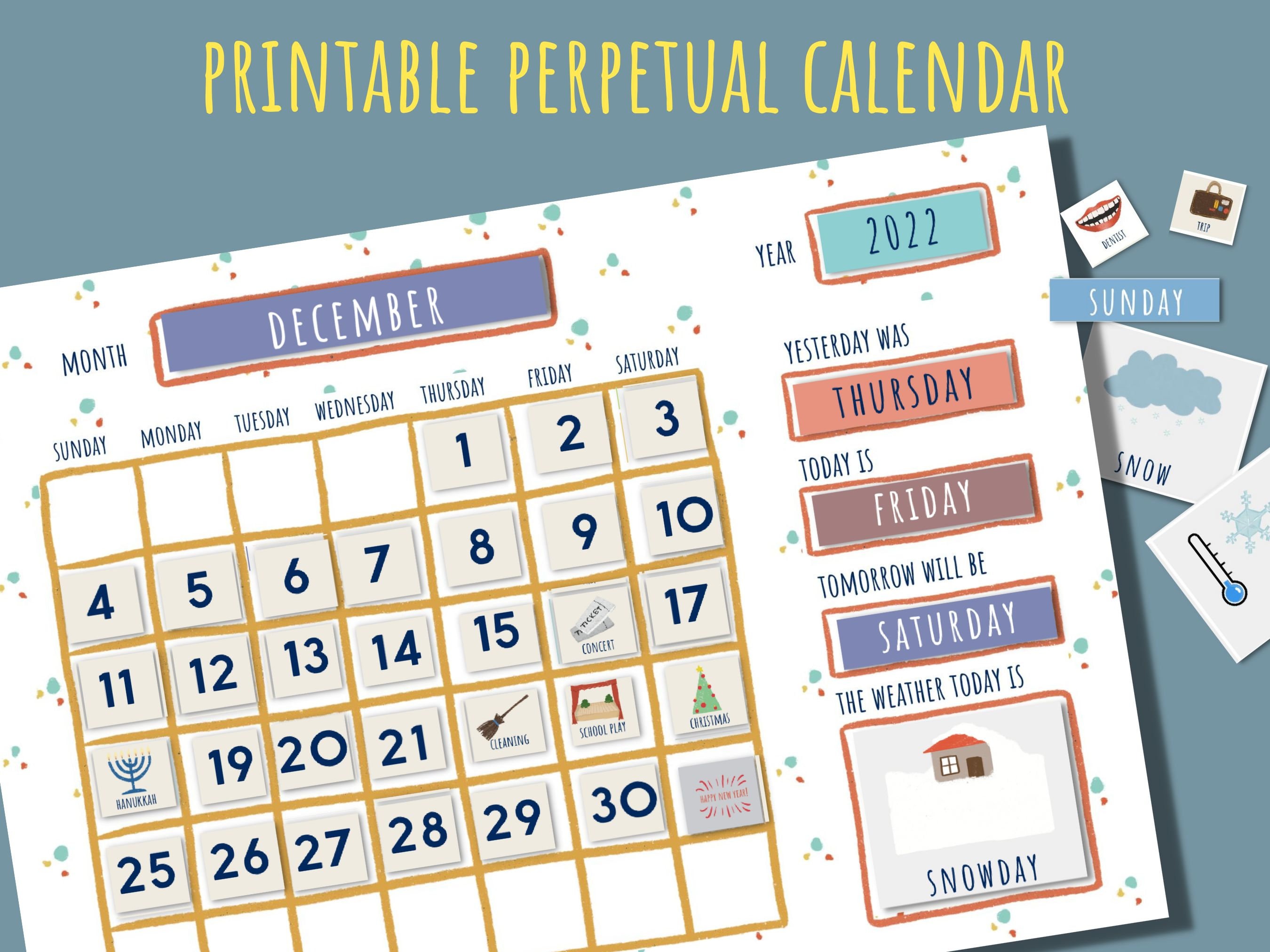 Printable Calendar for Kids, Wall Calendar for Homeschooling or ...