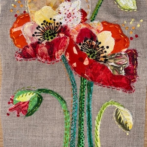 Slow stitching kit - poppies