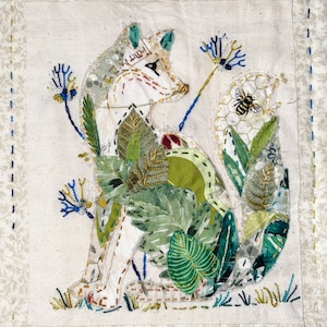 Fox. Panel 18. Raw edge slow stitching application digital pattern.