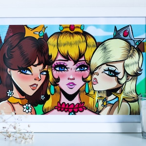Mario Princesses • Princess Peach, Princess Daisy and Rosalina • Super Mario Bros • Nintendo Princesses • A4 Glossy print