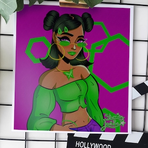 Ästhetischer Y2K-Kunstdruck: Retro-Vibes mit rosa, grünen und flippigen ovalen Sonnenbrillen • Glänzender quadratischer Druck