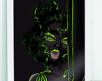 Neon Summer Green A4 Print
