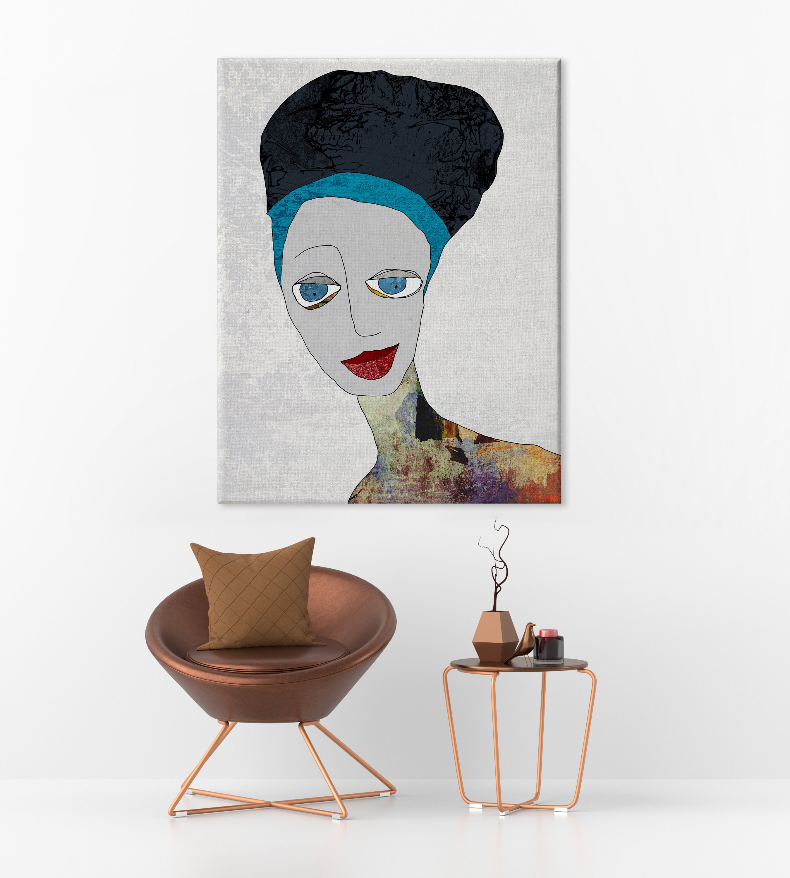 Contemporary Wall Art Abstract Canvas Set Abstract Woman Etsy