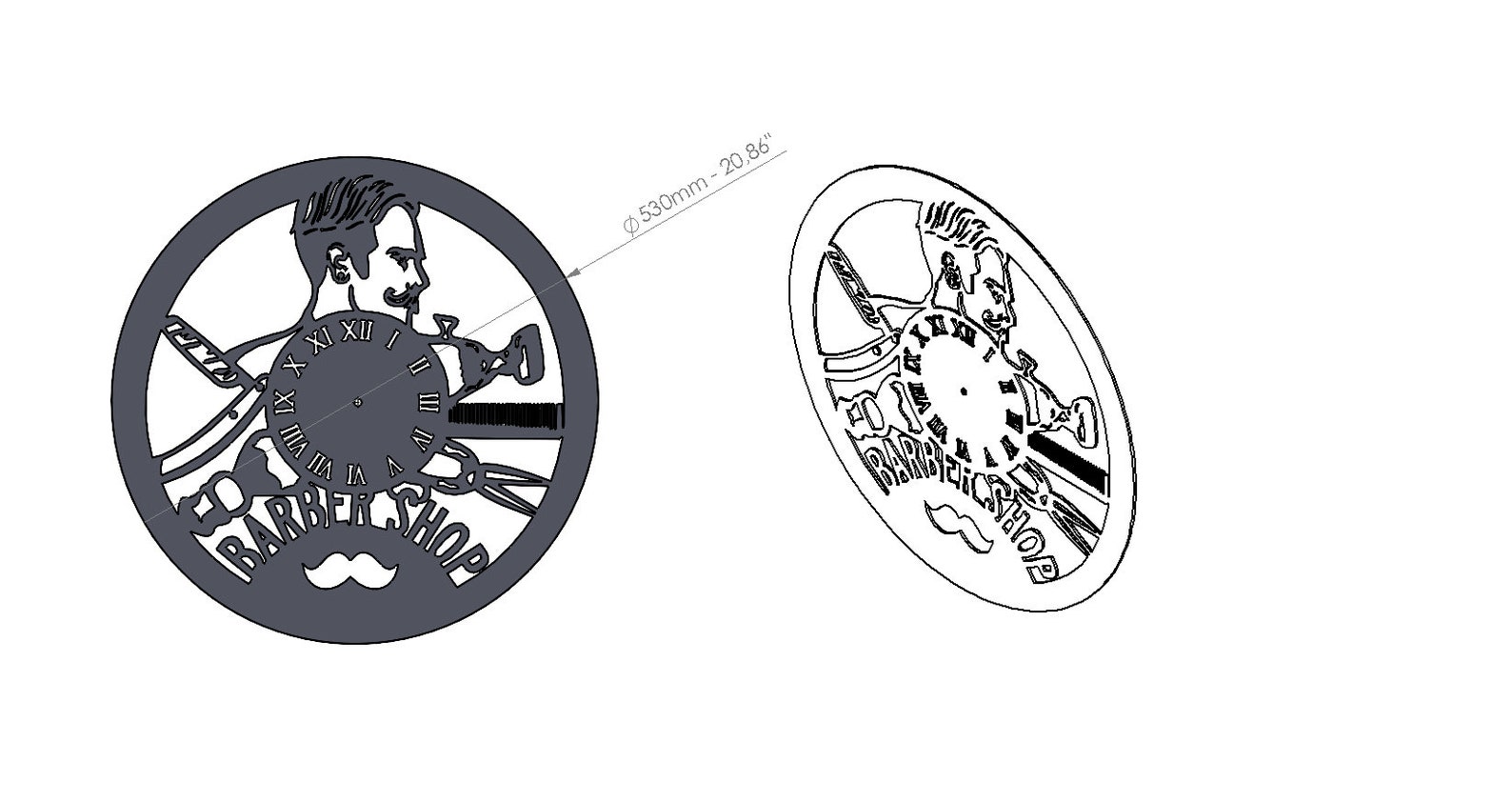 Barber Dxf Barber design Wall Clock Dxf Metal art Dxf Etsy