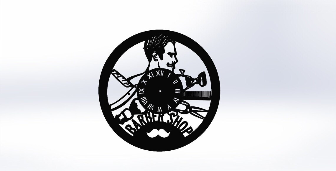 Barber Dxf Barber design Wall Clock Dxf Metal art Dxf Etsy