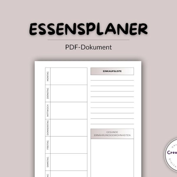 Meal Planner - Digital Template for Canva, Customizable, A4, PDF, Instant Download