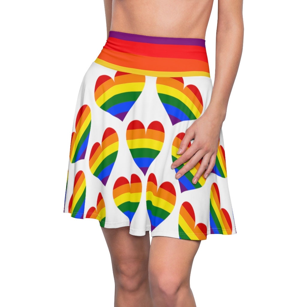 Rainbow Hearts Pride Women's Skater Skirt