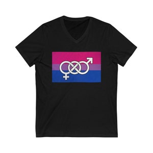 Bisexual Pride Flag Unisex Jersey Short Sleeve V-Neck Tee, Bisexual Symbol Shirt