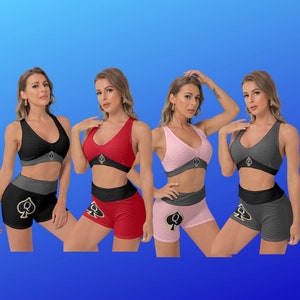 Queen of Spades Women's Sports Bra and Short Suit combo, QOS leggings, Hotwife Clothing