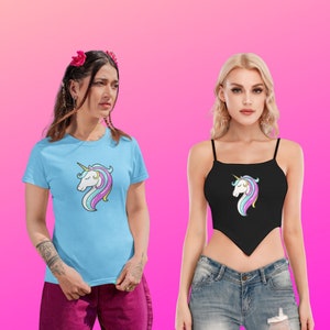 Rainbow Unicorn Tee: Women&#39;s Slim Fit Cotton Shirt, Fun Lifestyle T-shir