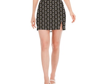 Queen of Spades Women's Side Split Hip Mini Skirt, QOS Skirt