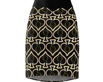 Queen of Spades Women's Pencil Skirt, QOS Dress,