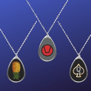 Upside Down Pineapple Oval Pendant, Swinger Logo Oval Necklace, QOS Jewelry Necklace Pendant, Poly Lifestyle Oval Necklace, Swinger Pendant