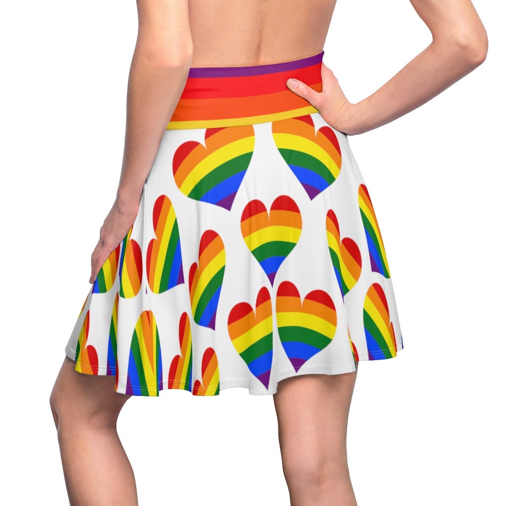 Rainbow Hearts Pride Women's Skater Skirt