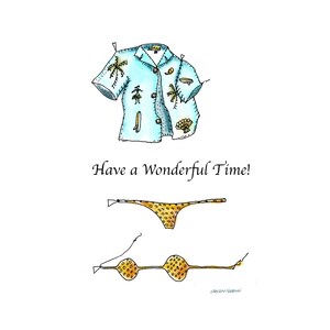 BIGLIETTO DI AUGURI - Divertiti! - Stampa di alta qualità. Con busta. Interno vuoto. tin star store vacation bikini hawaii