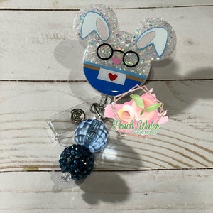 White Rabbit Alice in wonderland badge reel lanyard nurse teachers