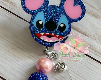 Stitch badge reel Disney inspired