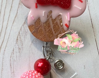 Strawberry shortcake ice cream badge reel mouse head clip lanyards