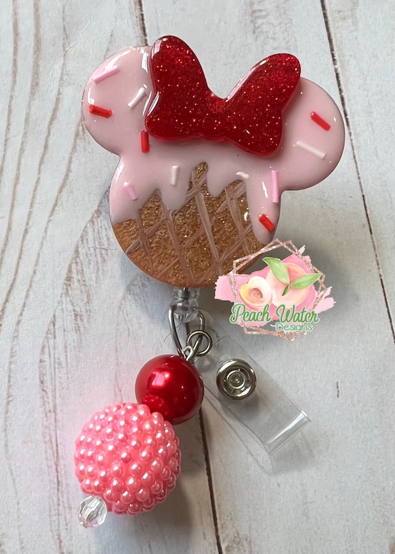 Strawberry shortcake ice cream badge reel mouse head clip lanyards