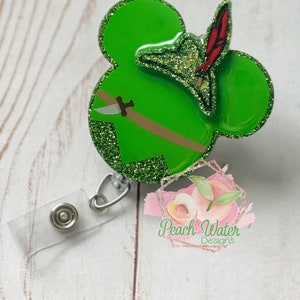 Peter Pan Mickey shaped badge reel nurse doctor retractable RN