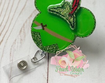Peter Pan Mickey shaped badge reel nurse doctor retractable RN