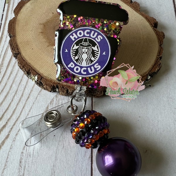 Hocus Pocus Halloween witch badge reel lanyard coffee cup